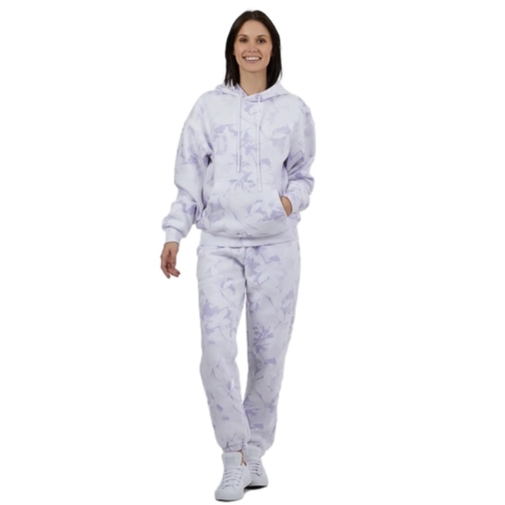 Women's Lavender Floral Tie-Dye Hoodie